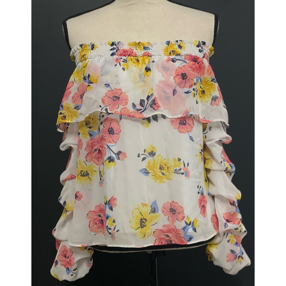 The Edit by Seventeen Off-The-Shoulder Chiffon Floral Blouse Size M